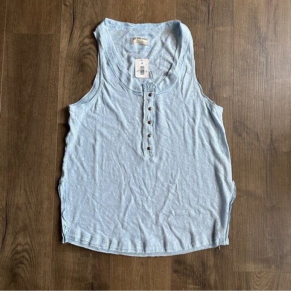 NWT Free People Love Language Tank Top in Blue Dewshine - Size Small - Picture 4 of 10